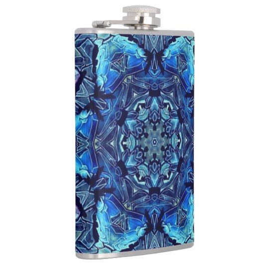Blue Lotus Mirror Mandala Art - Flask Heupfles (Rechts)