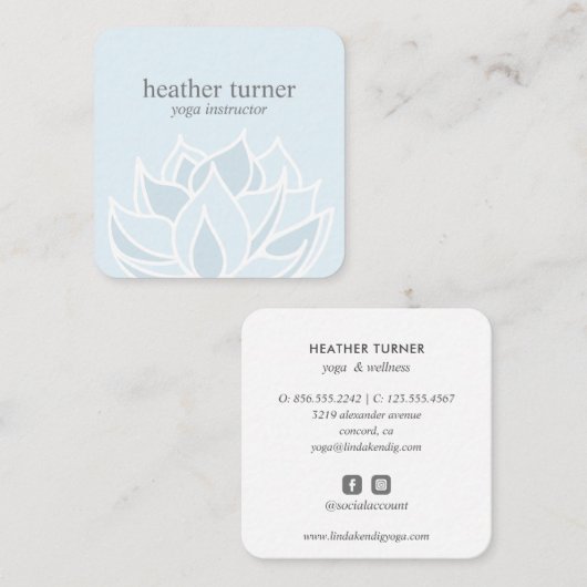 Blue Lotus wellness spa massage yoga Square Busine Vierkante Visitekaartje (Voorkant / Achterkant)