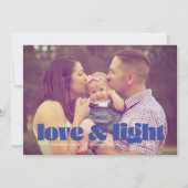 Blue Love and Light Single Photo Hanukkah Kaart (Voorkant)