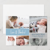 Blue Love & Bedankt Fotocollage Baby shower (Voorkant / Achterkant)