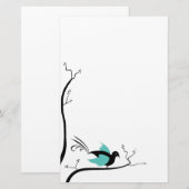 Blue Love Bird briefpapier (Voorkant / Achterkant)