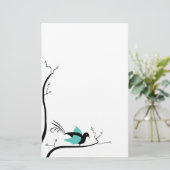 Blue Love Bird briefpapier (Staand voorkant)