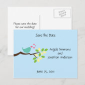 Blue Love Bird - Red de datum Aankondigingskaart (Voorkant / Achterkant)