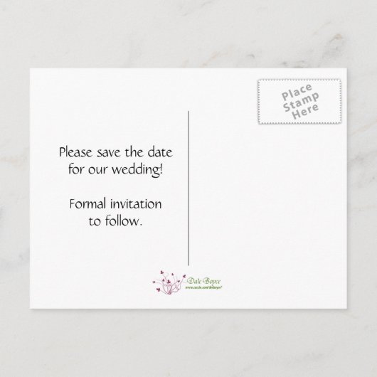 Blue Love Bird - Red de datum Aankondigingskaart (Achterkant)