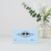 Blue Love Bird Swirls Place Card Plaatskaartje (Staand voorkant)