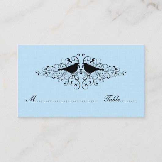 Blue Love Bird Swirls Place Card Plaatskaartje (Voorkant)