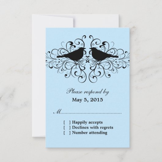 Blue Love Bird Swirls Response Kaart (Voorkant)