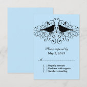 Blue Love Bird Swirls Response Kaart (Voorkant / Achterkant)