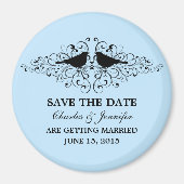 Blue Love Bird Swirls Save the Date Magnet (Voorkant)