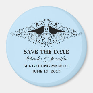 Blue Love Bird Swirls Save the Date Magnet
