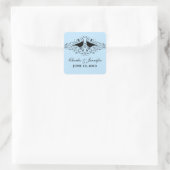 Blue Love Bird Swirls Wedding Stickers (Tas)