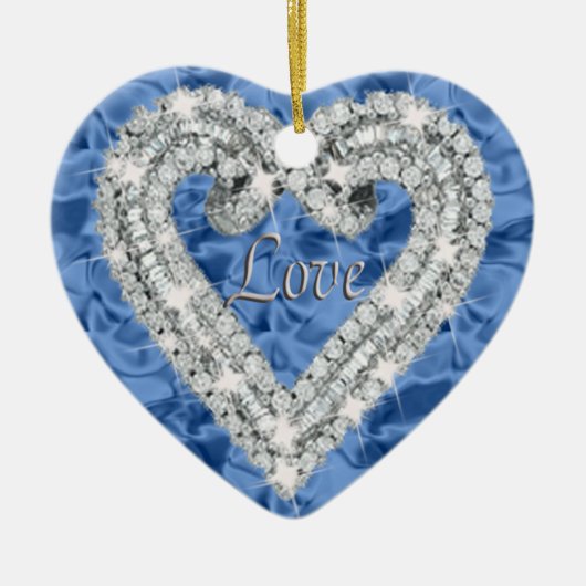 Blue Love Diamond Heart Ornament (Voorkant)