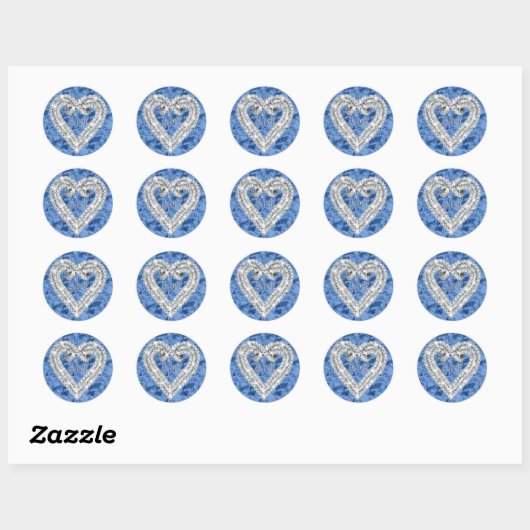 Blue Love Diamond Heart Stickers (Vel)