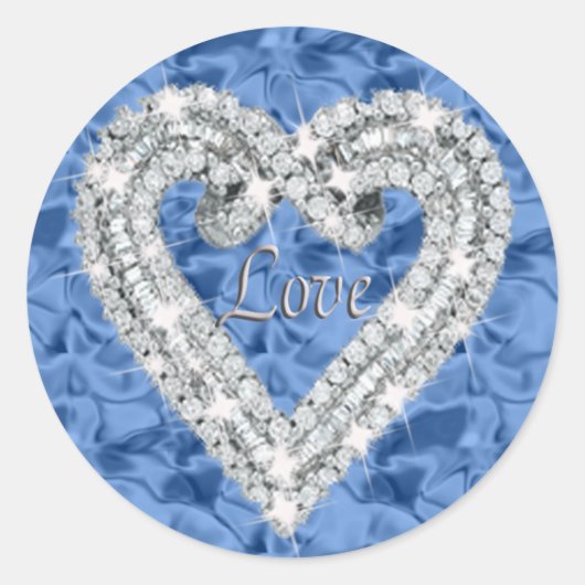 Blue Love Diamond Heart Stickers (Voorkant)