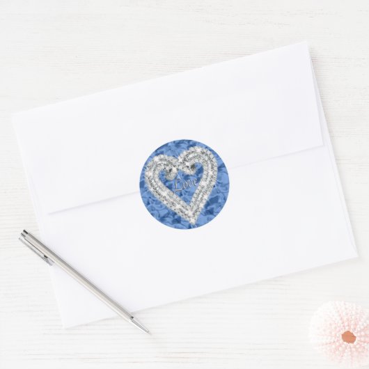 Blue Love Diamond Heart Stickers (Envelop)