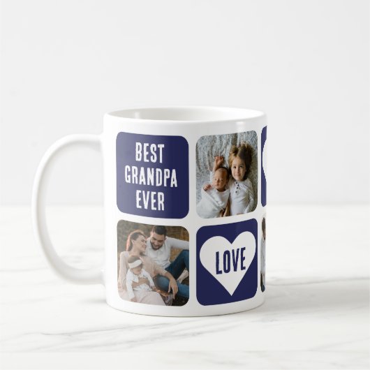 Blue Love Heart Foto Best Grandpa Ever Mok (Links)