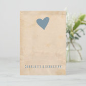 Blue Love Heart Modern Simple Contemmodern Weddens Kaart (Staand voorkant)