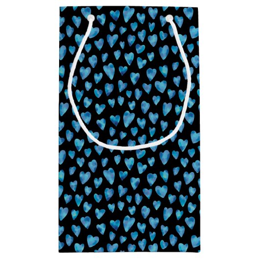 Blue Love Heart patroon Klein Cadeauzakje (Achterkant)