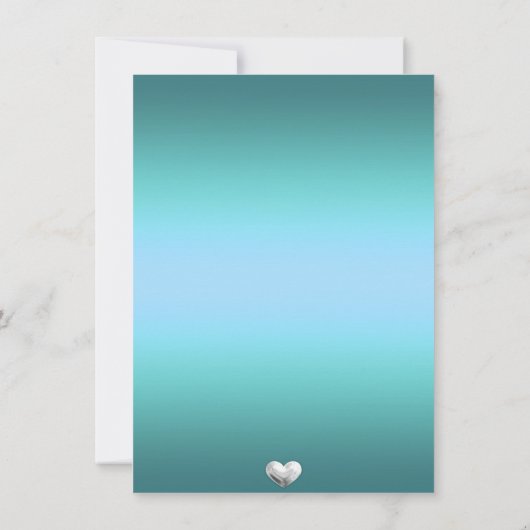 Blue Love Heart Sweet 16 Verjaardag Uitnodigen Kaart (Achterkant)