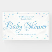 Blue Love Hearts Baby shower / Sprinkle Welcome Spandoek (Horizontaal)