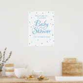 Blue Love Hearts Baby shower Welcome Sign Poster (Keuken)