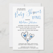 Blue Love Hearts Boy Baby shower per post Kaart (Voorkant)