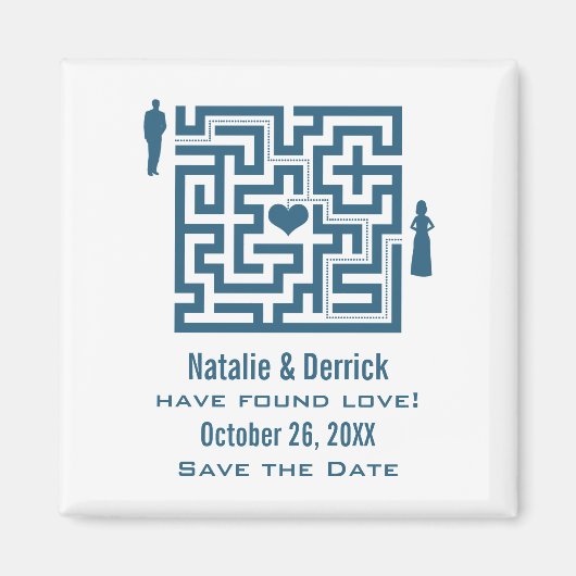 Blue Love Maze Save the Date Magnet (Voorkant)