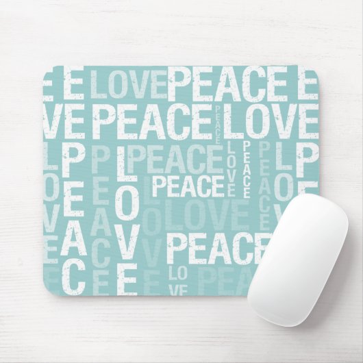 Blue Love Peace Typografie Muismat (Met muis)