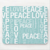 Blue Love Peace Typografie Muismat (Voorkant)