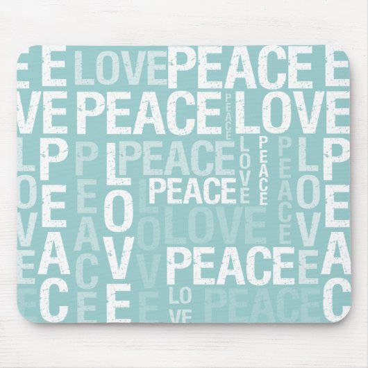 Blue Love Peace Typografie Muismat (Voorkant)