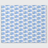 Blue Love Typografie patroon Cadeaupapier (Vlak)