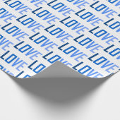 Blue Love Typografie patroon Cadeaupapier (Hoek)