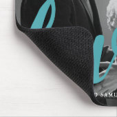 Blue Love Typography Foto en naam Mousepad Muismat (Hoek)