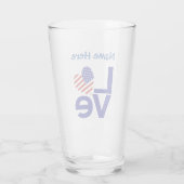 Blue LOVE USA Heart Flag gepersonaliseerd Glas (Achterkant)