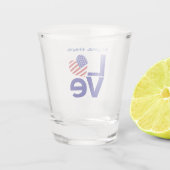 Blue LOVE USA Heart Flag gepersonaliseerd Shot Glas (Achterkant)