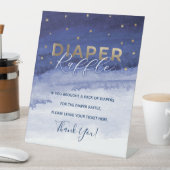 Blue Love you to the Moon en Back Diaper Raffle Reclamebord Met Voetstuk (Insitu)