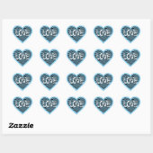 Blue LOVE zwart wit gestreept hart modern Hart Sticker (Vel)
