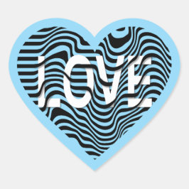 Blue LOVE zwart wit gestreept hart modern Sticker
