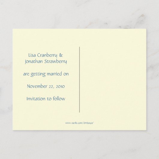 Blue Lovebird en Hearts redden de datum Aankondigingskaart (Achterkant)