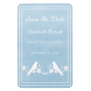 Blue Lovebird Floral Save the Date Magnet Magneet