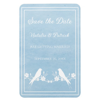 Blue Lovebird Floral Save the Date Magnet Magneet