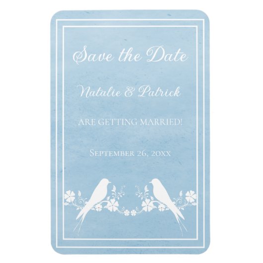 Blue Lovebird Floral Save the Date Magnet Magneet (Verticaal)