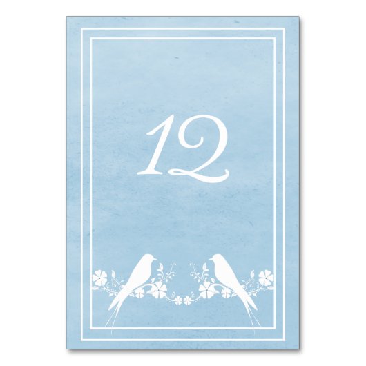 Blue Lovebird Floral Table Number Card Kaart (Voorkant)