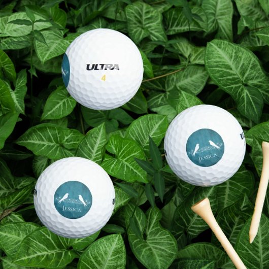 Blue Lovebird Floral Vine Golf Balls Golfballen