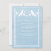 Blue Lovebird Floral Wedding Invitation Kaart (Voorkant)