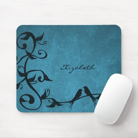 Blue Lovebird Personalised Muismat (Met muis)