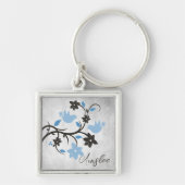 Blue Lovebird Personalised Sleutelhanger (Voorkant)