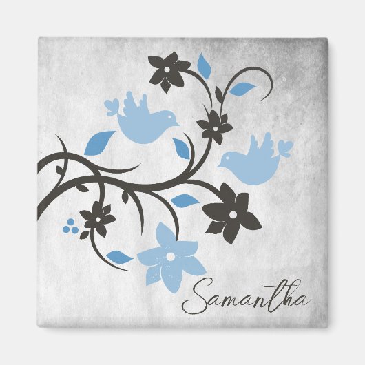Blue Lovebird Personalized Magnet (Voorkant)