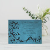 Blue Lovebird Rehearsal Dinner Invite Kaart (Staand voorkant)