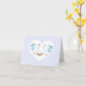Blue Lovebirds en Nest Note Kaart (Gele Bloem)